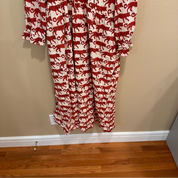NWT Tuckernuck Pink City Prints Red Cream Block Print Tiger Maxi Dress Large - Picture 10 of 16